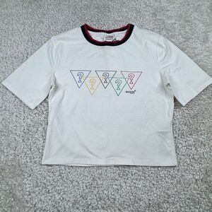 GUESS Cotton Blend Short Sleeve Tee White Crop NEW